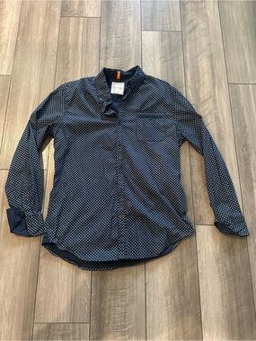 Men's Navy Micro-Dot Long Sleeve Shirt